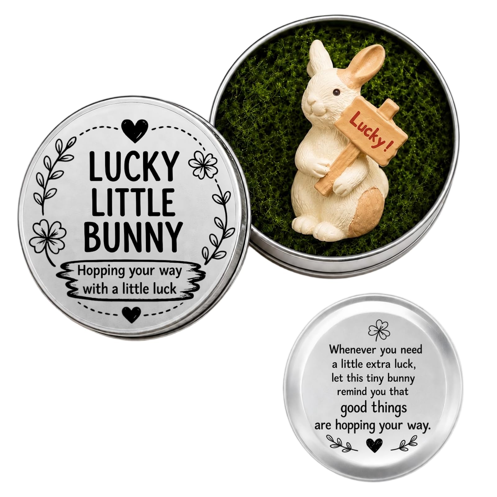 Virelle Women's Colorful Lucky Little Bunny Pocket Gift – Good Luck Bunny Figurine With Tin Box, Spiritual & Healing Gifts For Positive Luck Reminder Under 5 Pounds