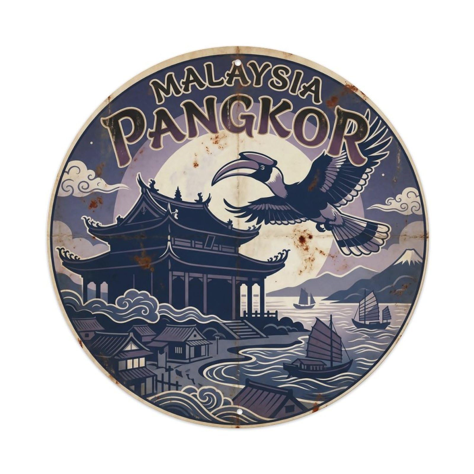 Odgynaw 8X8inch(20X20cm) Malaysia Pangkor Island Ocean Coast Resort Metal Tin Sign