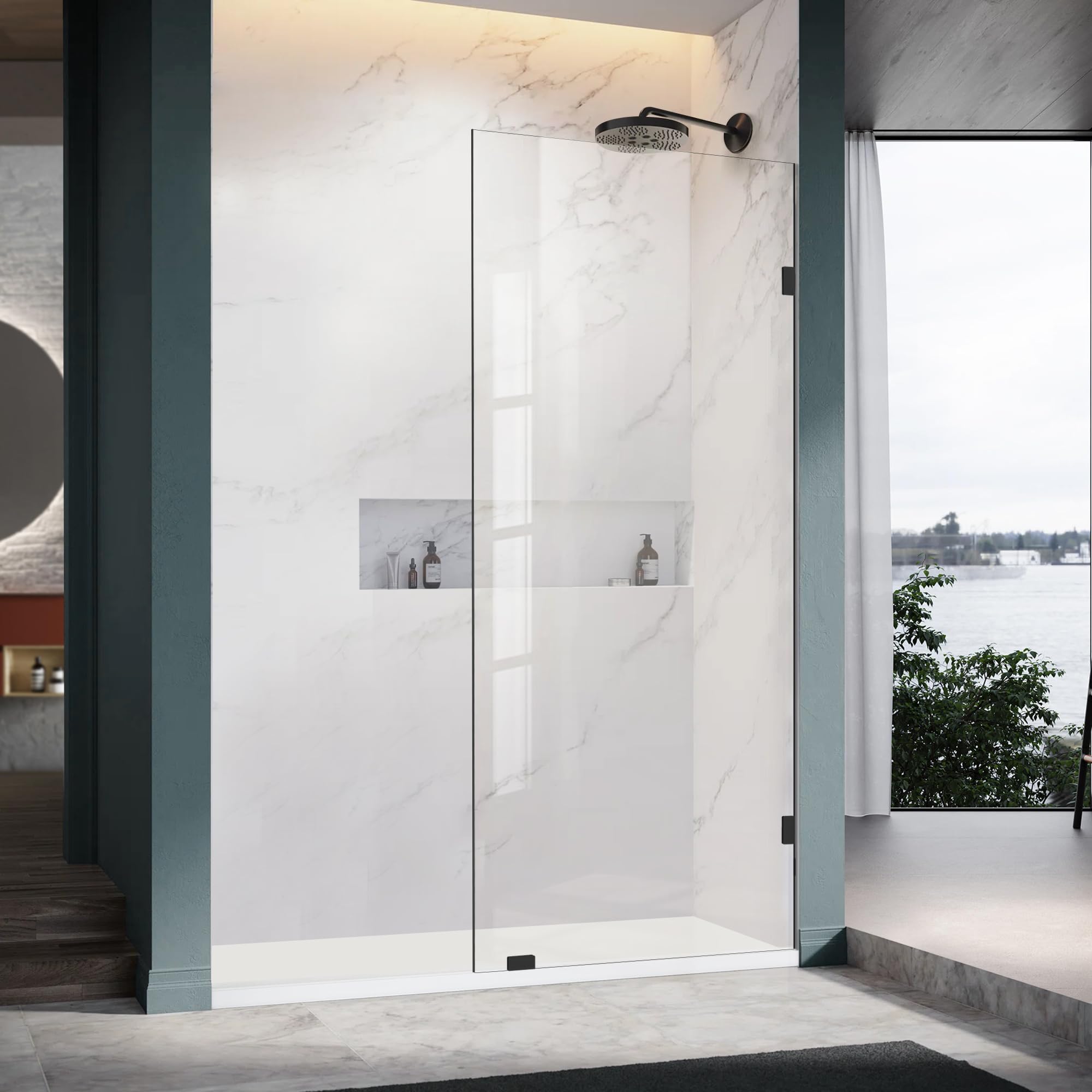 Photo 1 of *** FACTORY SEALED ***
VIGE LIVING Frameless Shower Glass Door, 32" W x 74" H, Matte Black