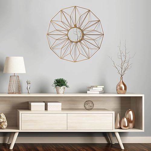 Miniatura 2 de Asense Espejos circulares de pared de metal de 23 pulgadas, decoración redonda clásica para colgar, arte de pared moderno para decoración del hogar,