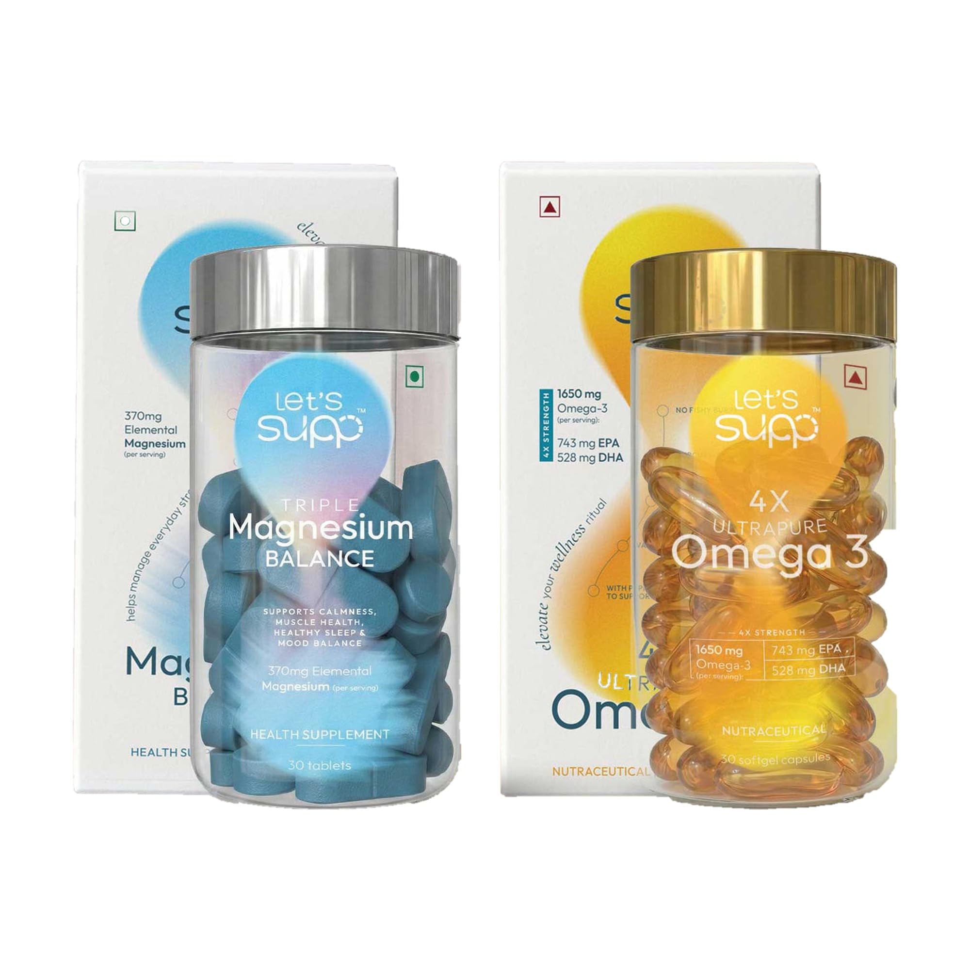 Focus & Recovery Stack | Triple Magnesium Balance 370mg + 4X Ultrapure Omega 3 Fish Oil 1650mg | EPA 743mg + DHA 528mg | Heart Brain Joint + Sleep Stress Calm | 30 Tablets + 30 Softgels-image-11