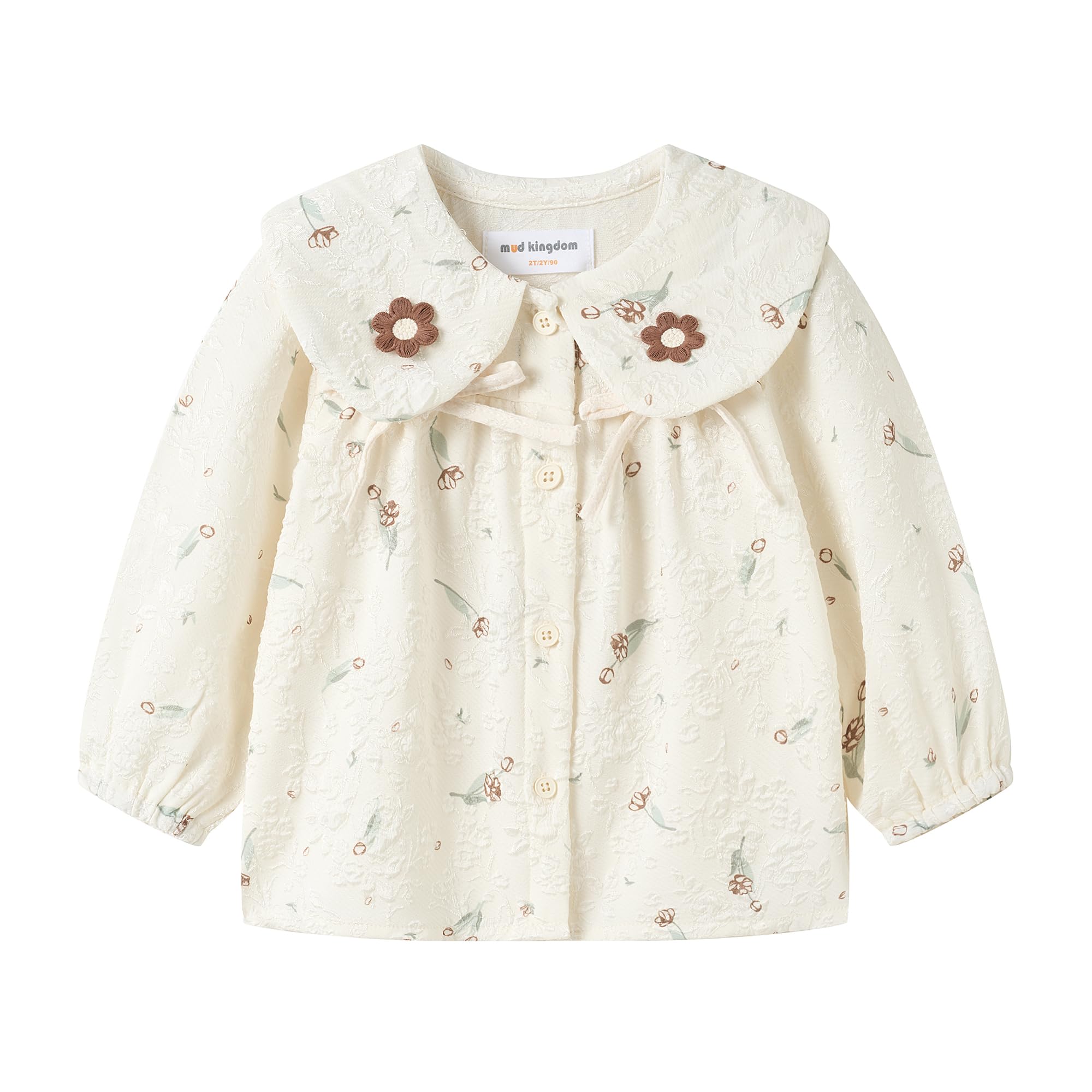 Mud Kingdom Girls Blouse Shirts Spring Fall Long Sleeve Button-Down Top Ruffle Collar