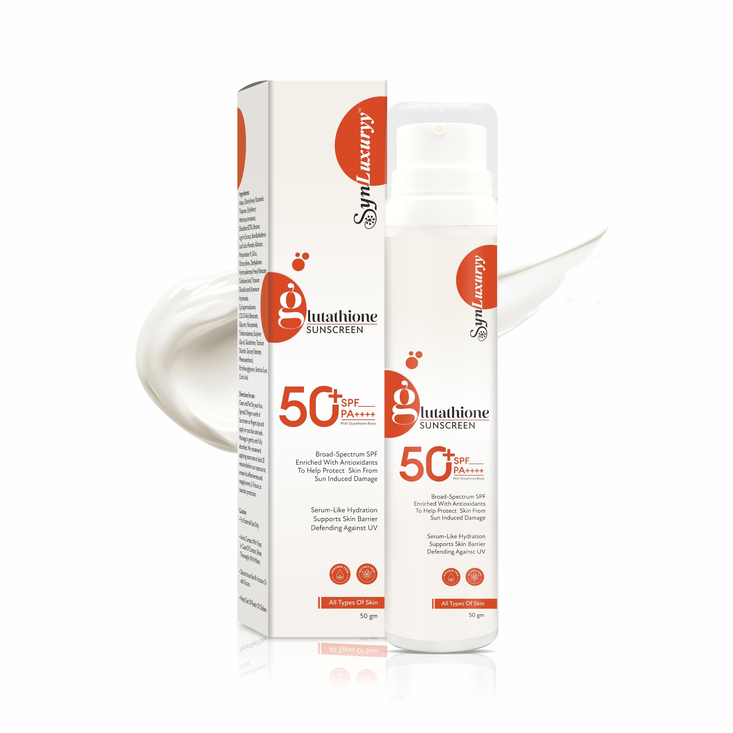 glutathione sun exposure Syn Luxuryy Glutathione Sunscreen | SPF 50 PA++++ | Broad Spectrum UVA UVB Protection | Lightweight Hydrating Sun Cream for Face | Suitable for All Skin Types glutathione sun exposure Syn Luxuryy Glutathione Sunscreen | SPF 50 PA++++ | Broad Spectrum UVA UVB Protection | Lightweight Hydrating Sun Cream for Face | Suitable for All Skin Types