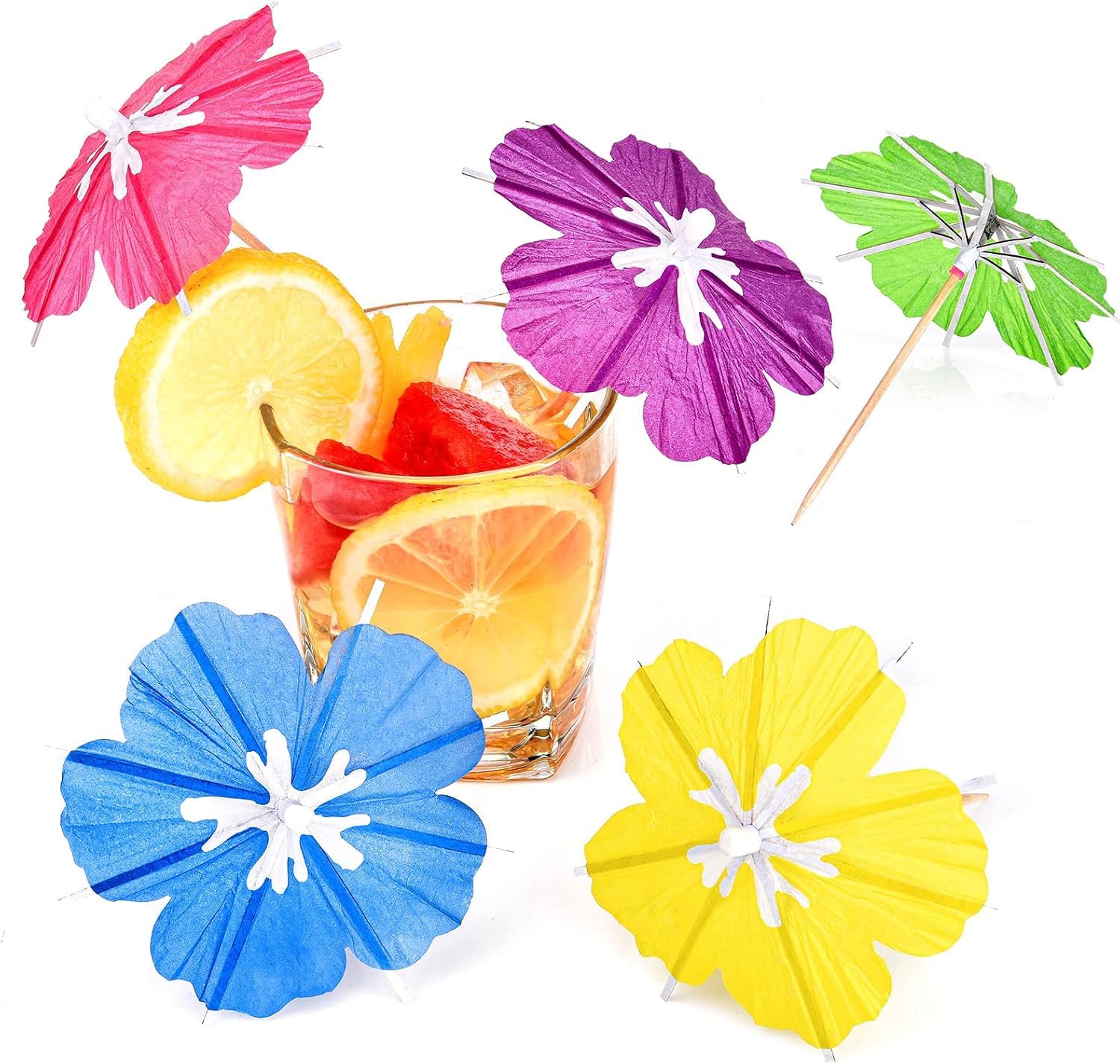 50 Pezzi Ombrelli da Cocktail, Ombrellini Cocktail Parasol, Ombrellini di Carta per Cocktail, Ombrelli Cocktail per Torta Dessert Bevande Antipasti, Ombrellini da Cocktail per Feste a Tema (A)