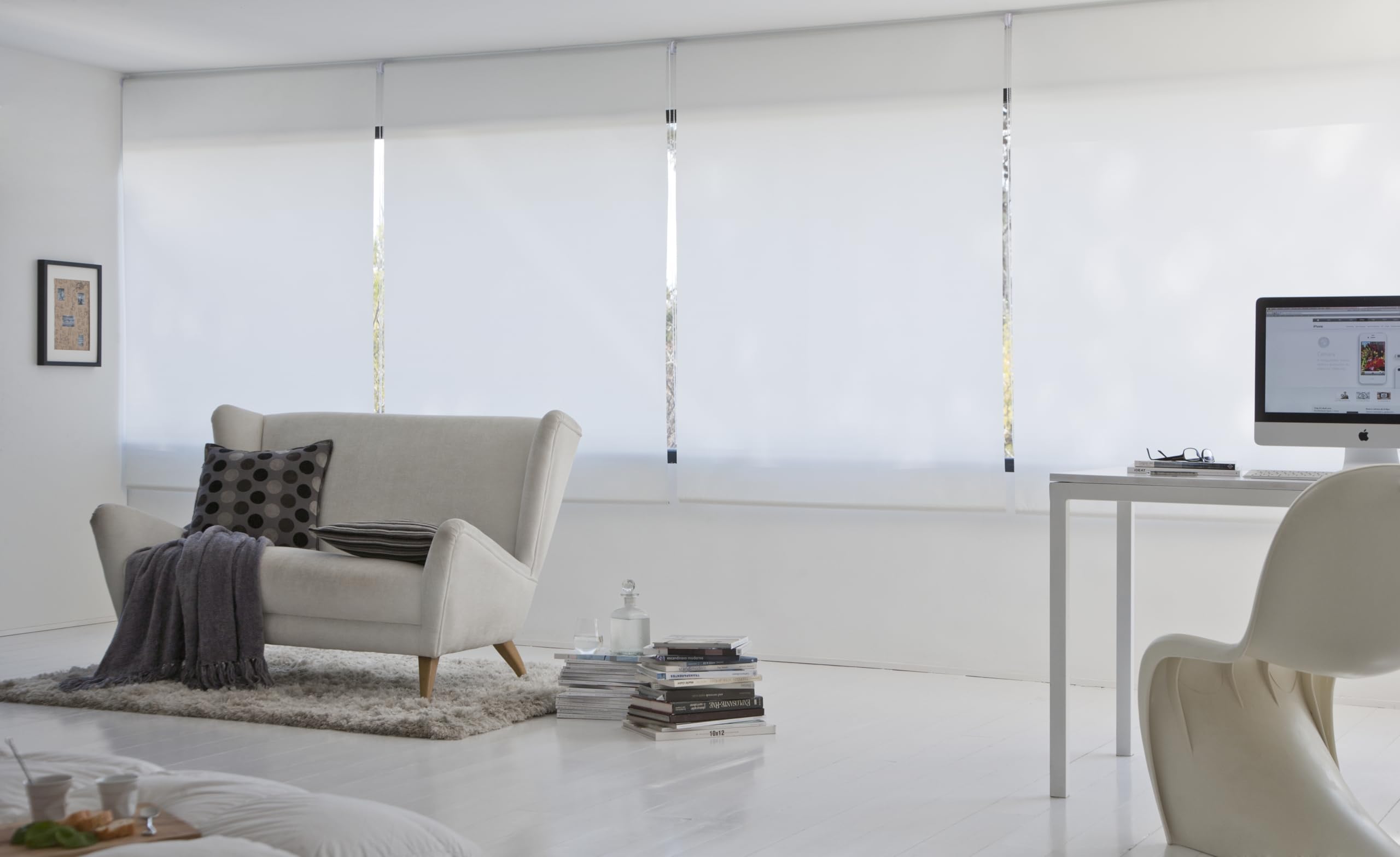 Estoralis | GOVE | Tenda a rullo | "Nessuna perforazione" Traslucido tinta unita | Bianco sporco | 70 x 180 cm (larghezza/altezza) dimensione del tessuto 67 x 175 cm. | Tende per finestre e porte