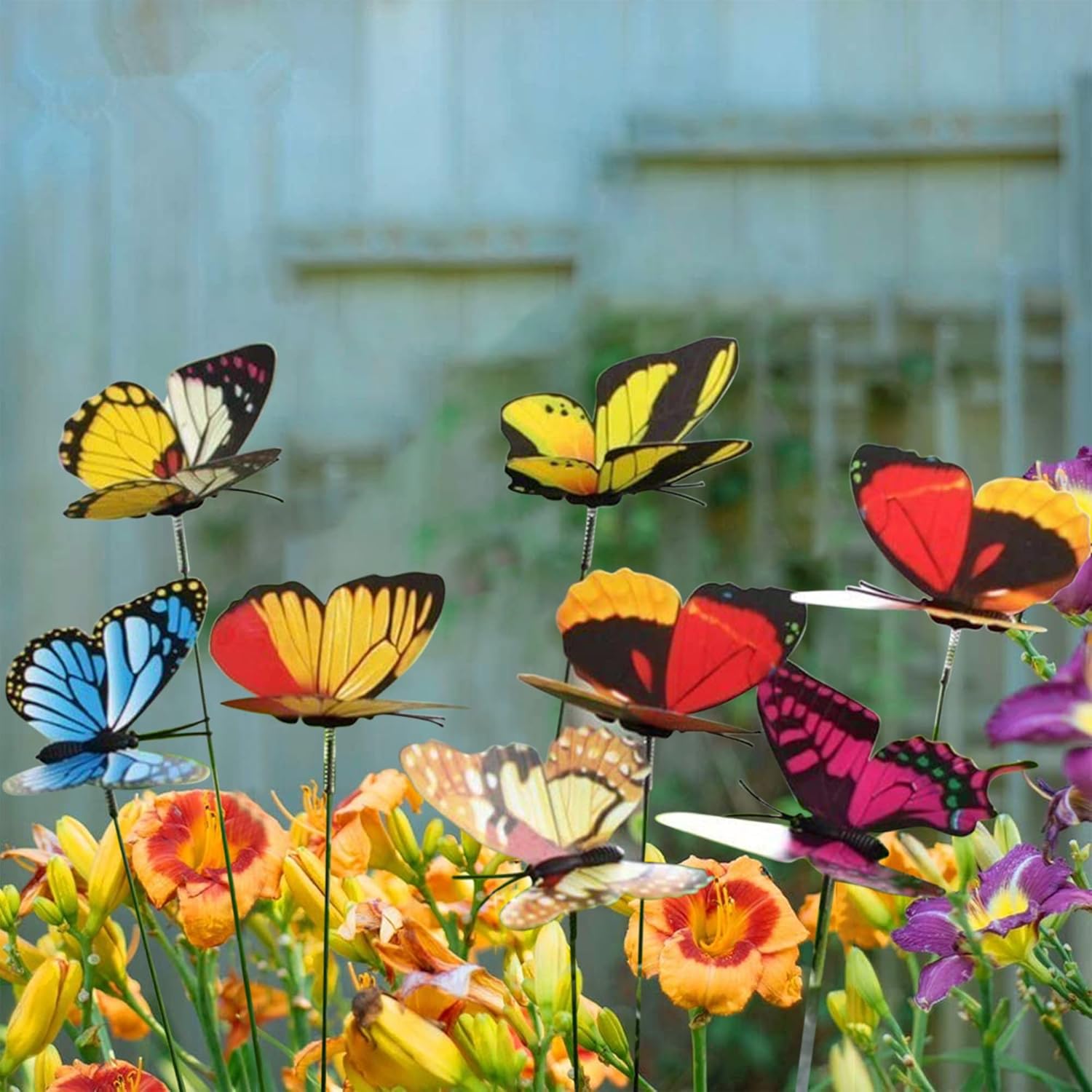 Apradas Garden Butterflies Stakes Colourful Butterflies Ornaments 50Pcs