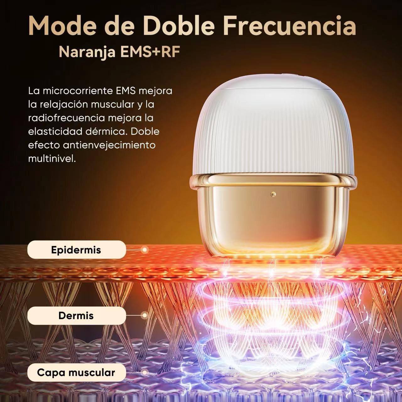 ANLAN Mini Radiofrecuencia Facial, 24K Oro RF Aparato Reafirmante y Antiarrugas, EMS Masajeador Facial Antienvejecimiento, 3 Modos, 3 Niveles, IPX6