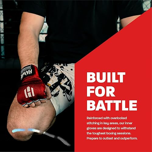 Miniatura 5 de Guantes Hawk con interior acolchado, de gel elástico, para entrenamiento de boxeo, kickboxing, muay thai, artes marciales mixtas, vendajes, puños,