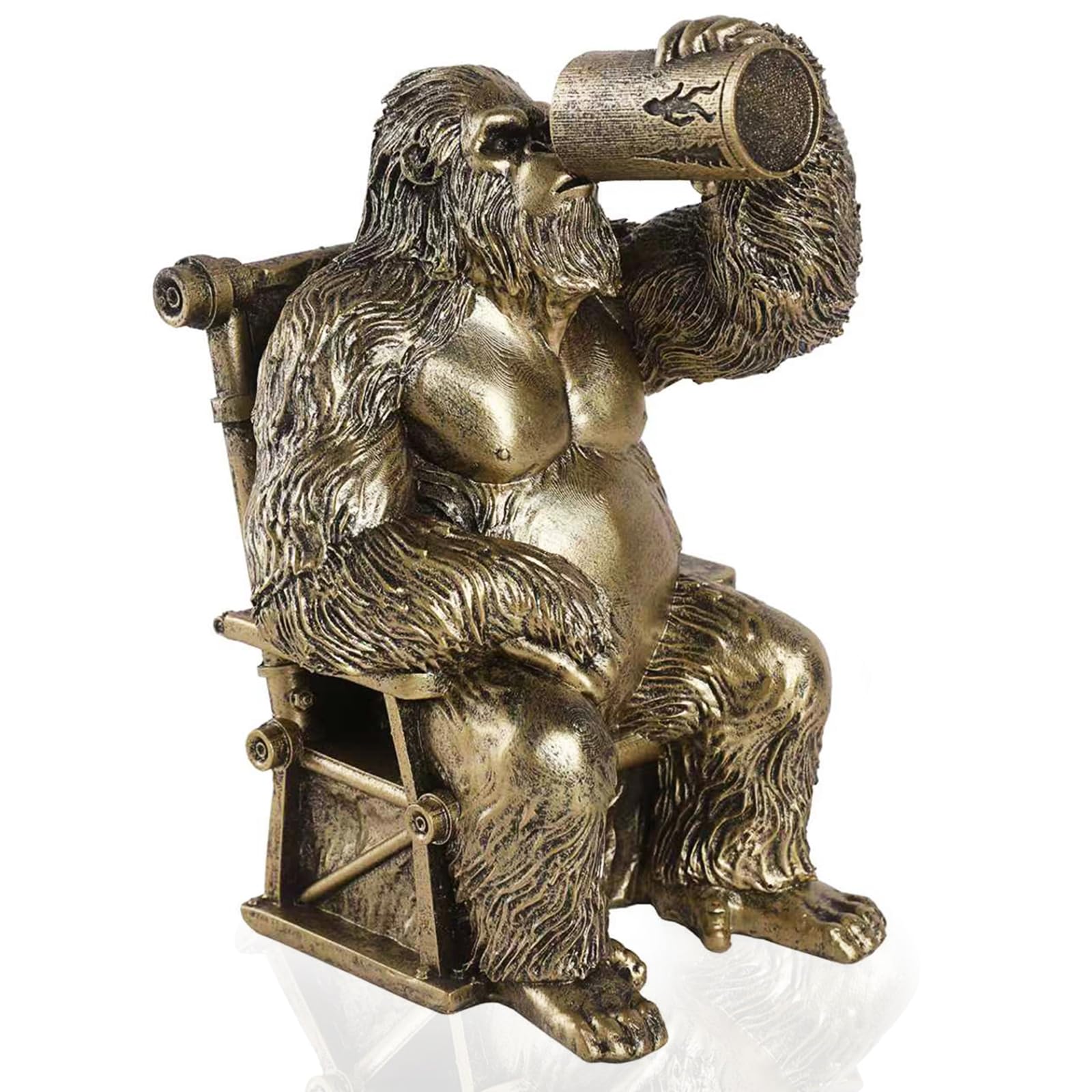 Bigfoot Statue Lazy Sasquatch Drinking Beer Whimsical Home Decor
