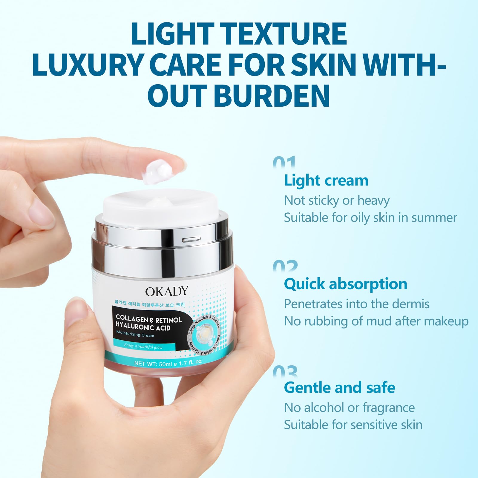 Retinol & Collagen Face Cream with Hyaluronic Acid, 2.5% Retinol Anti Aging Cream - Image 4