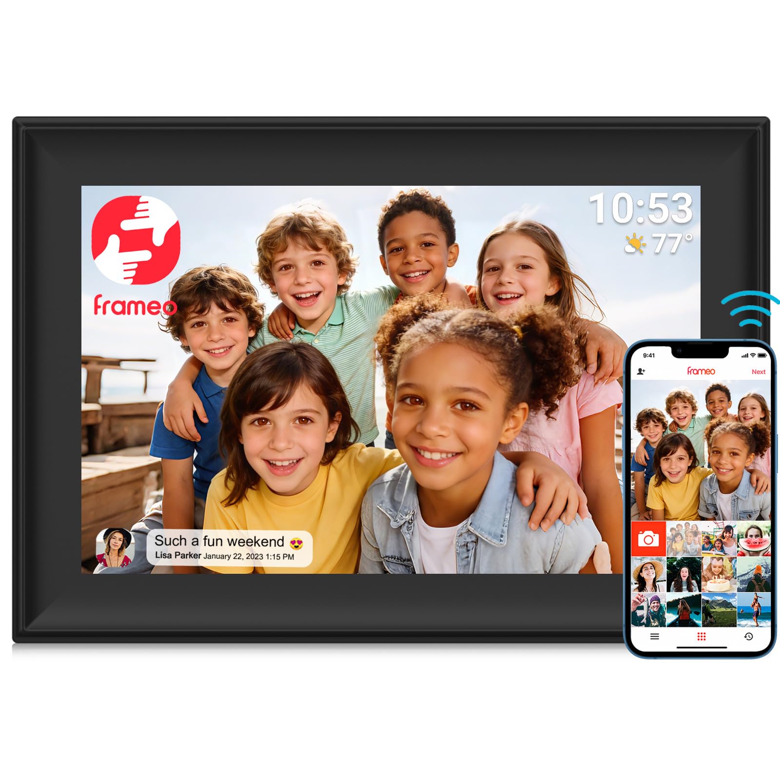 Digitaler Bilderrahmen 10,1 Zoll WiFi 32GB - HD Touchscreen Mit App-Steuerung & Automatischer Drehung