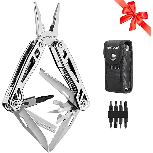 WETOLS Multitool with Pocket Knife, Birthday Gifts for Men Women Mom Dad, 21-in-1 Stainless Steel Pliers with Screwdrivers, Self-locking Multi tools with EDC Sheath, Ideal for Home, Camping, Survival