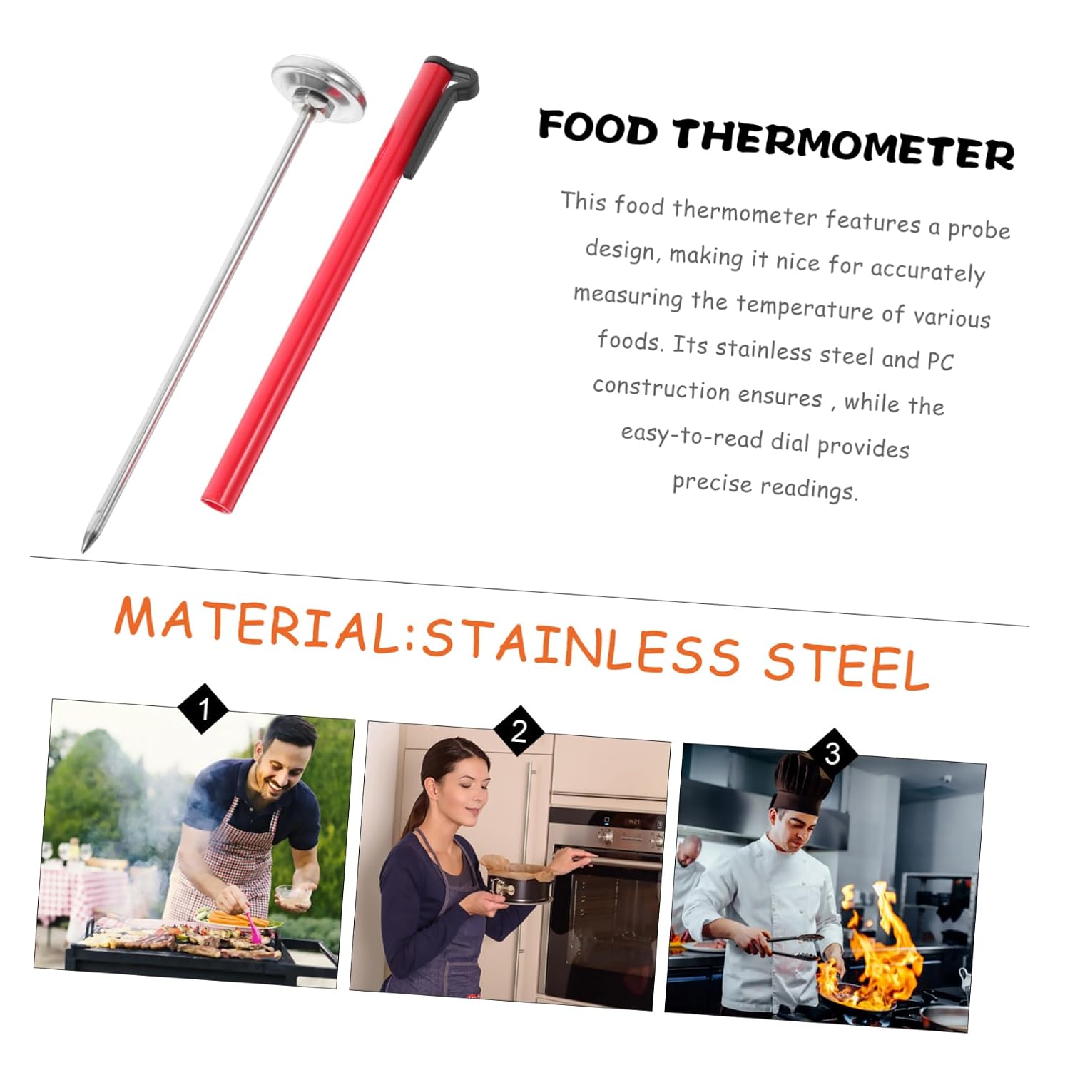 Food Probe Stainless Steel Kitchen Tool for Milk Coffee