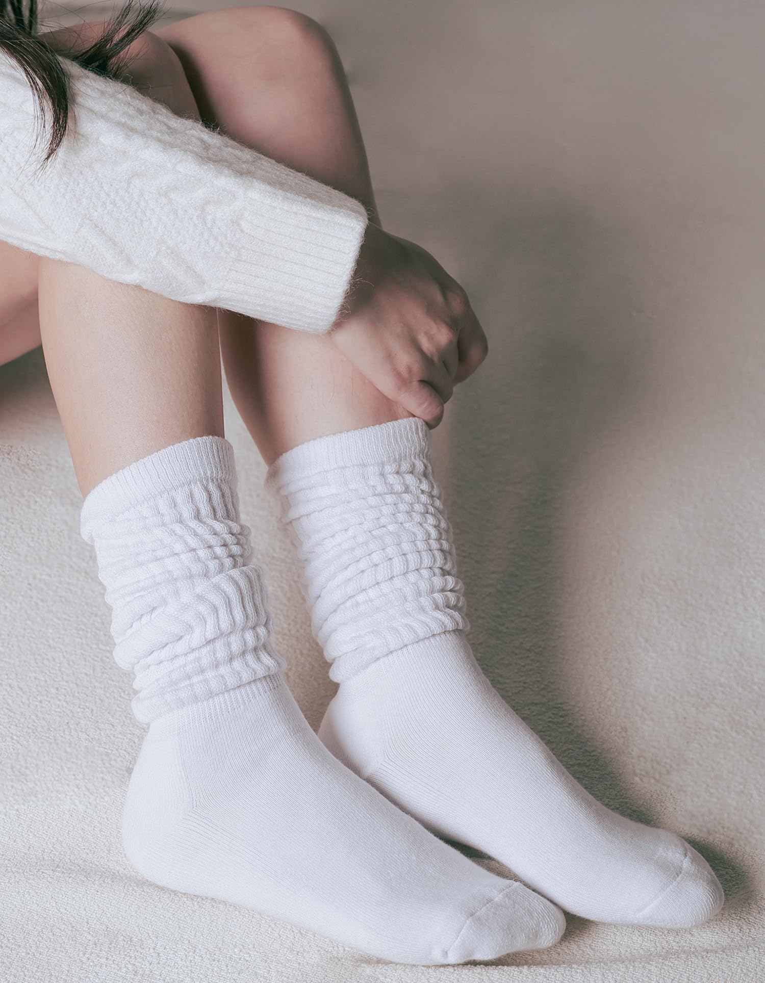 CLOSEMATE 3 Paar Slouch Socken Damen, Kniestrümpfe aus weicher Baumwolle, Stulpen Socken für Stiefelund und Sneaker, Gr. 35-42