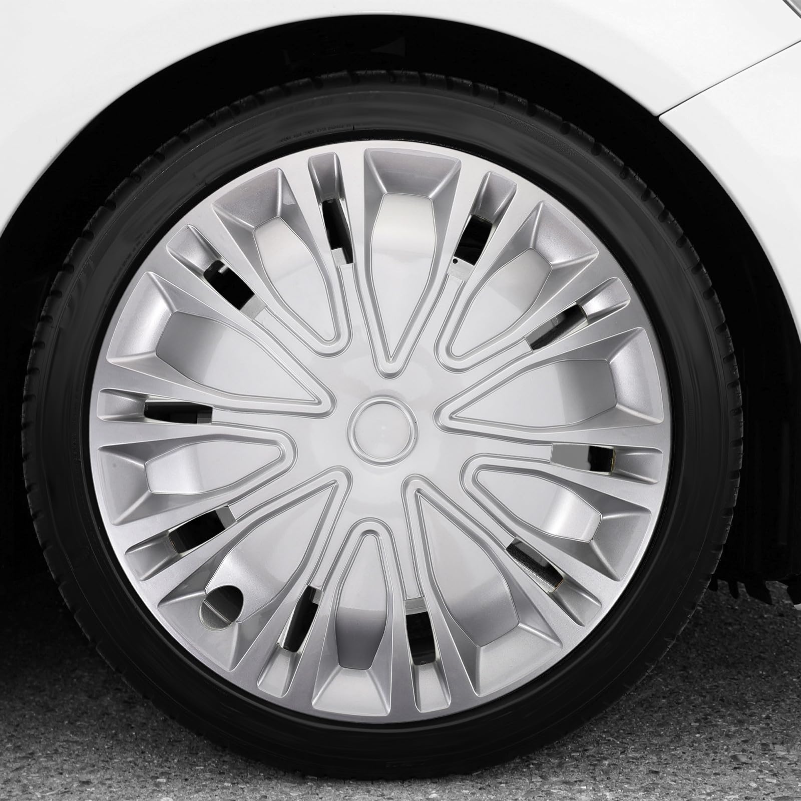 Healvian Coprimozzi da 15 Pollici per Auto, Copertura Decorativa per Mozzo Ruota Argento, Coprimozzi per Veicoli Suv e Camion, Facile Installazione e Design Personalizzabile