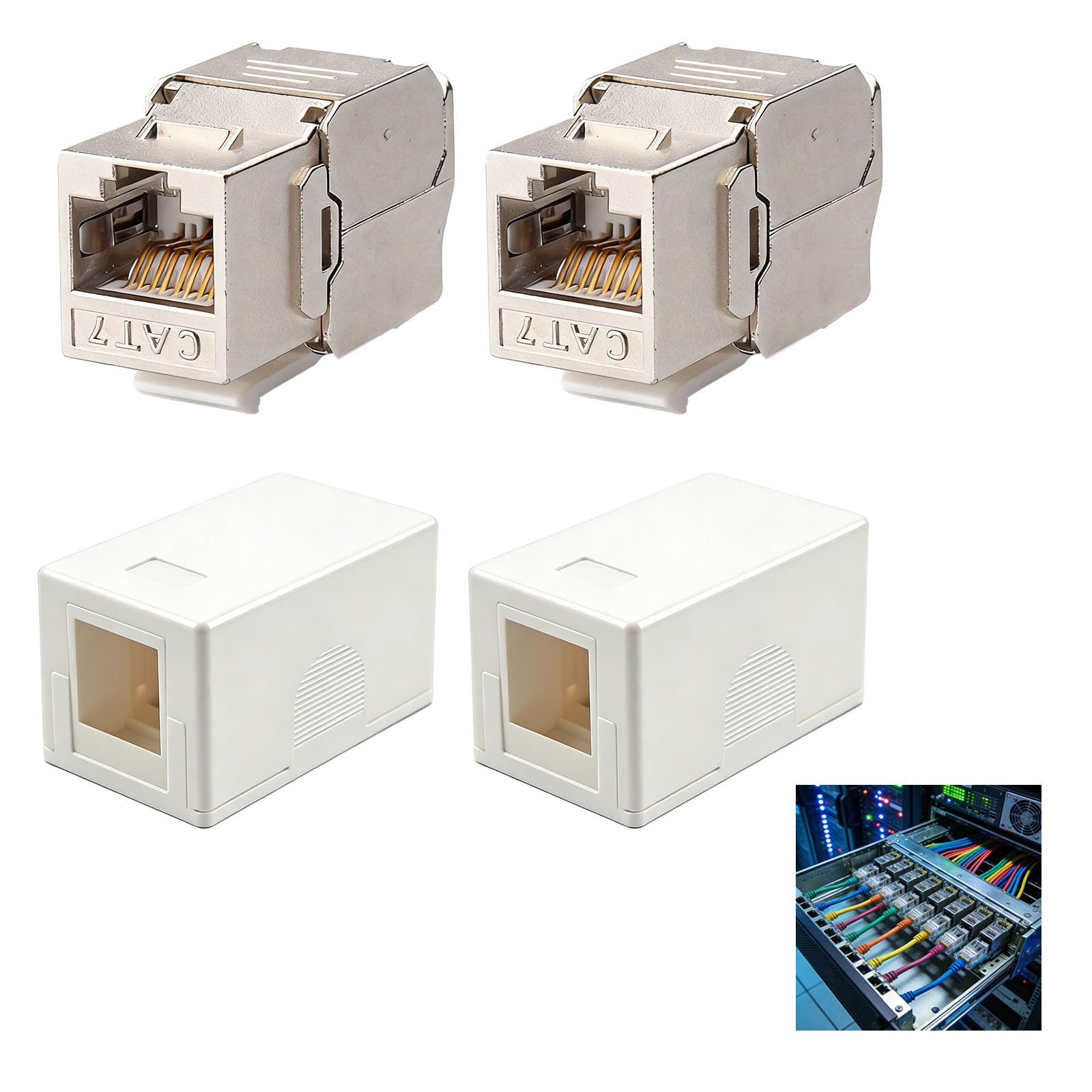 natynkowa puszka sieciowa, skrzynka przyłączeniowa 1 port wraz z 2 x pozłacanymi modułami RJ45 i 2 ekranowanymi puszkami natynkowymi 10 Gbit/s puszka natynkowa zestaw CAT7 RJ45 Keystone Jack do sieci