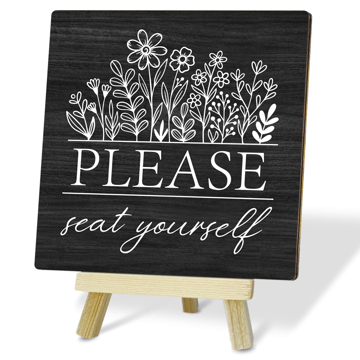 Inspirational Quotes Desk Decor Gifts for Women, Please Seat Yourself Positive Plaque With Wooden Stand Desk Decorations for Home Bathroom Toilet Shelf Tabletop(49)