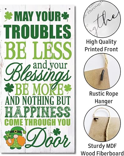 Vista 100 de Divertido letrero decorativo de madera del día de San Patricio, tréboles y travesuras impresas de madera para pared, decoración del hogar, letrero
