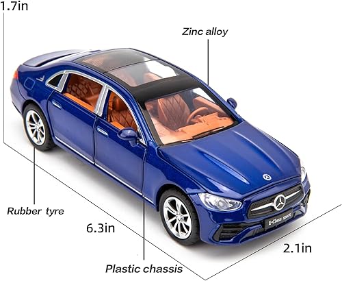 Miniatura 3 de BDTCTK 132 compatible con el modelo Benz E300l modelo, auto de juguete coleccionable de aleación de zinc fundido a presión con sonido y luz para