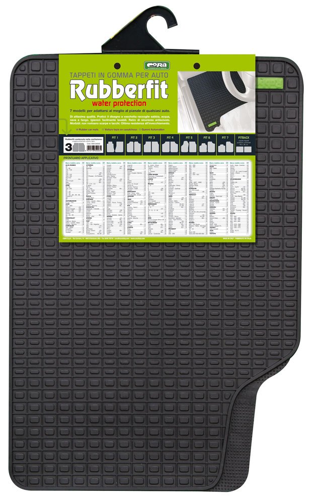 Cora 000134003 Coppia Tappeti Anteriori Rubberfit Fit-3, Nero