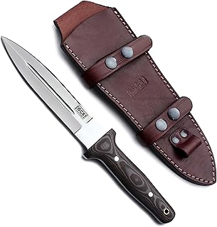 GCS Handmade D2 steel Hunting Knife G10 Handle Fixed Blade Knife with Right Hand Scout Carry Buffalo Leather Sheath and Sharpening Stone for Hunting Camping Survival and EDC GCS 908Br - GCS Knives