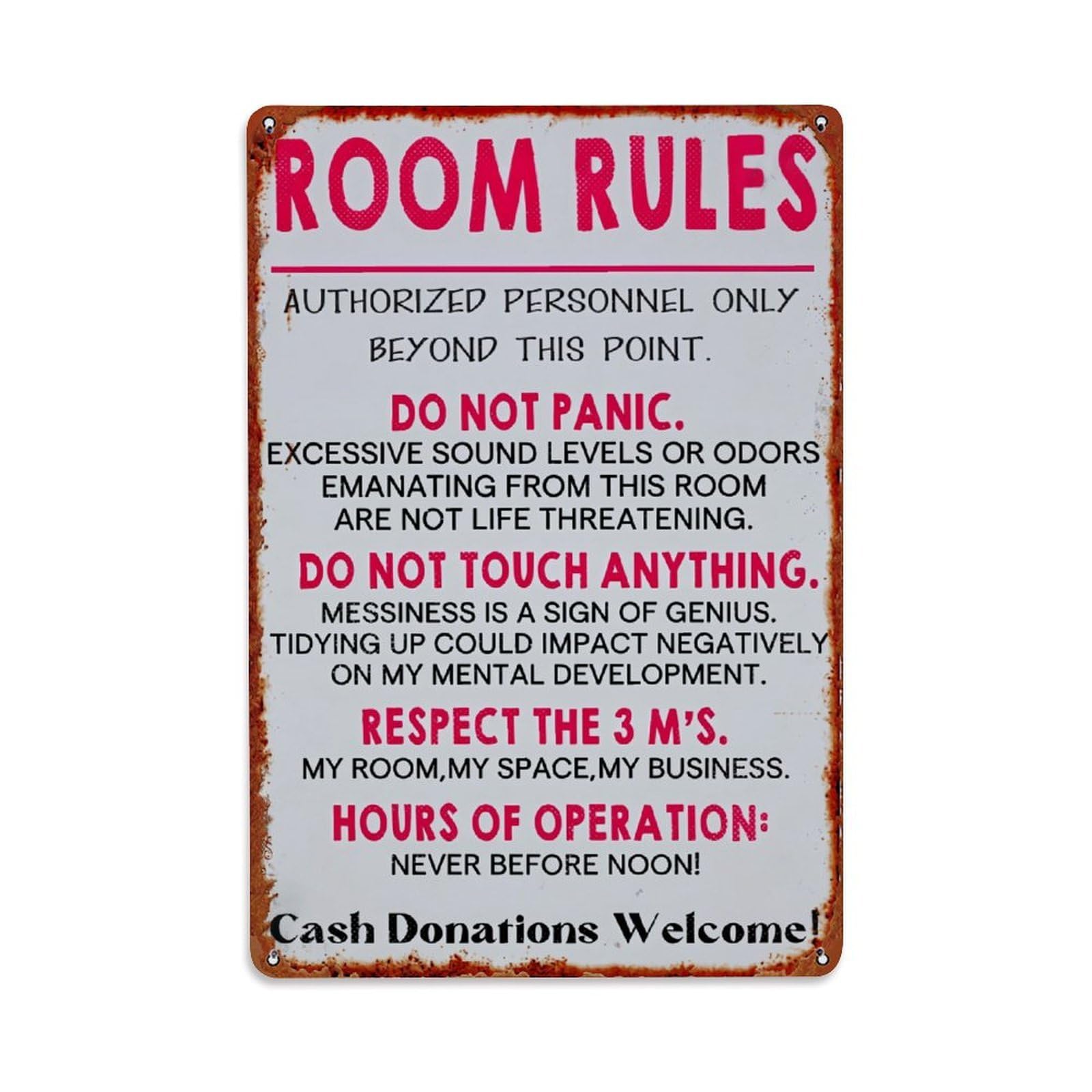 Jdfenggu Vintage Room Rules Sign Pattern Print_1 Retro Metal Tin Sign, Decor Art Poster For Bar, Home, Man Cave, Kitchen, Laundry Room Gift 8X12inch
