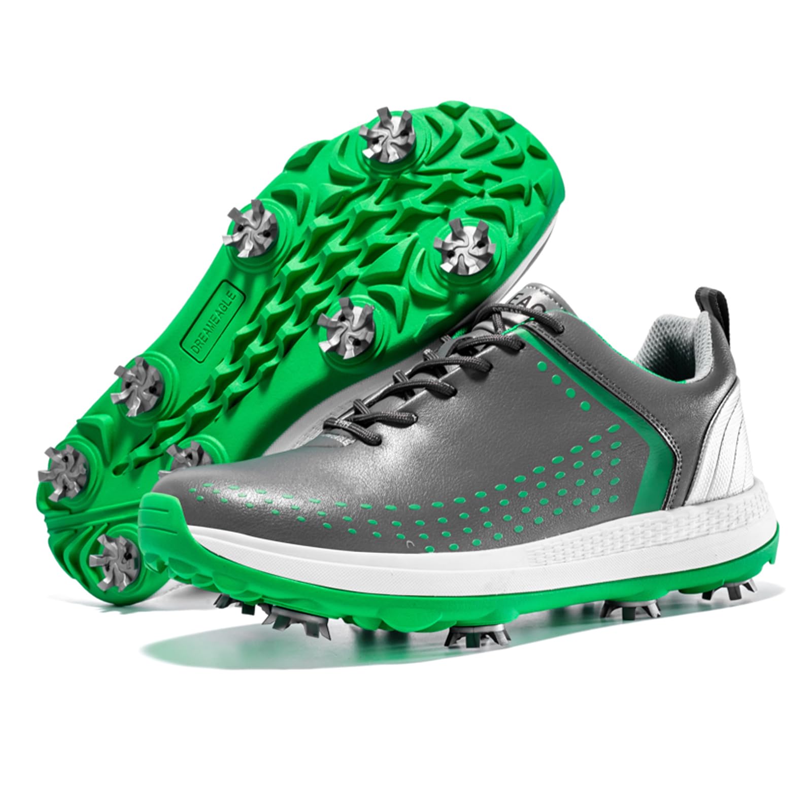 Men's Golf Shoes, Water Resistant Extra Wide Fit Casual Sneakers, Unisex Non Slip Leather Spiked Trainers for Golf Training and Professional Sports-image-9
