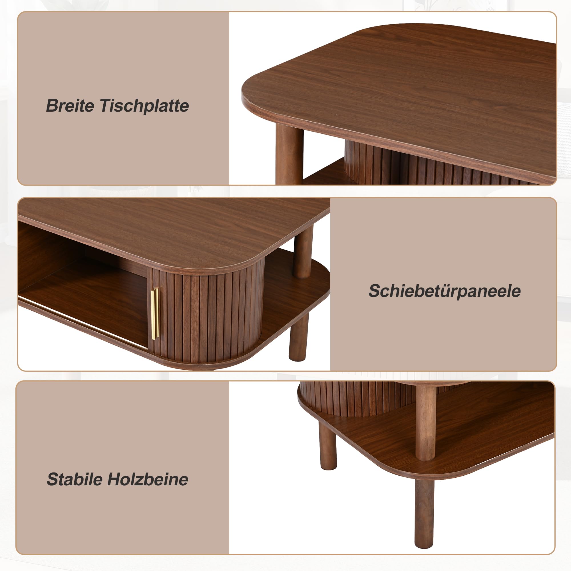 Couchtisch mit Schiebetür 110x55 cm Walnuss | Couchtisch mit Schiebetür, MDF-Holzfurnier, Wohnzimmer Sofaecke, Familienhaushalte