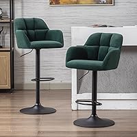 Vista 26 de Juego de 2 taburetes de bar de cuero, 30 pulgadas de altura de barra con respaldo, silla de bar para isla de cocina, taburetes de bar modernos
