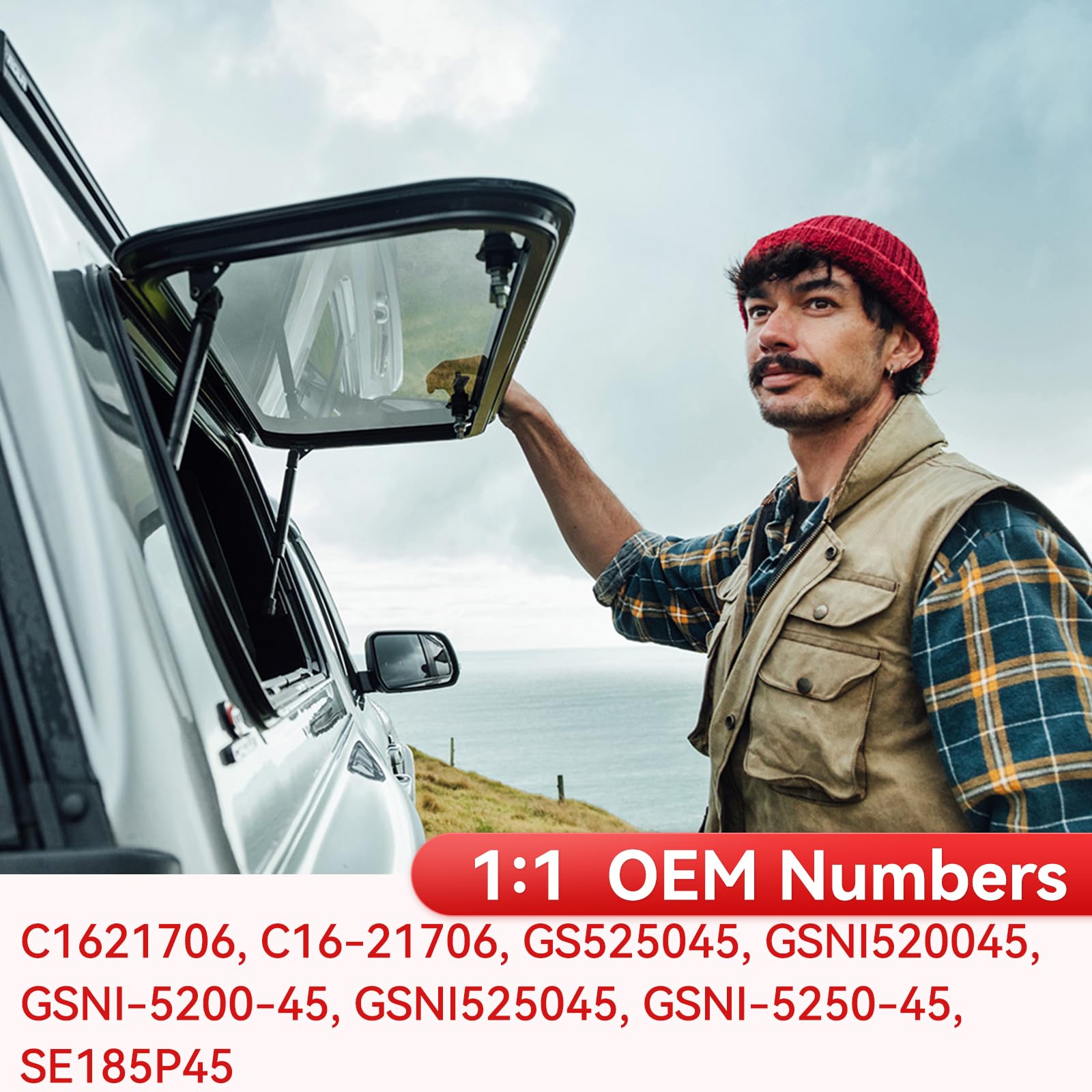 C16-23933 15" 45lbs/200N Gas Strut For Leer Camper Shell Window Truck