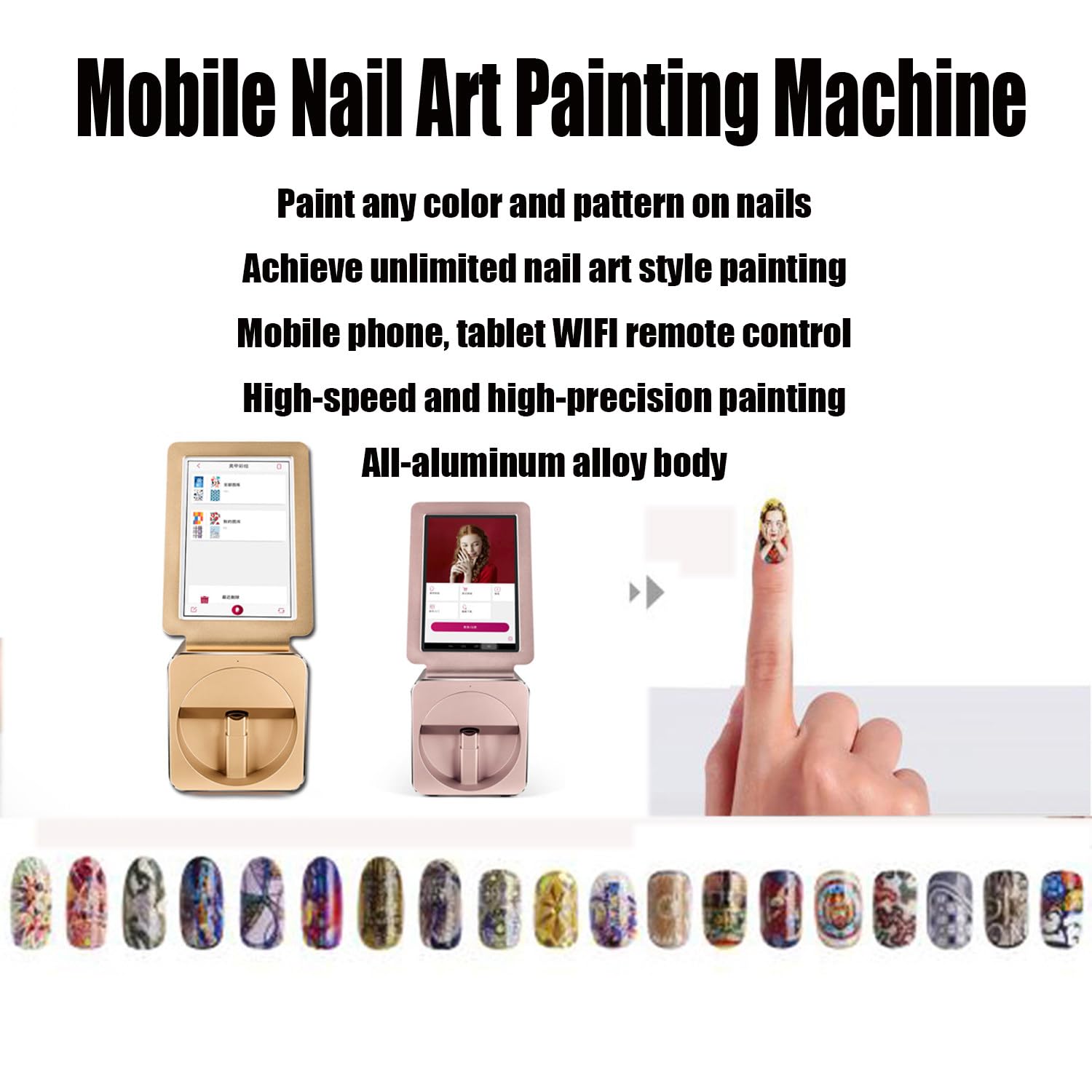 Macchina per stampa a colori per nail art fai da te, macchina per stampante 3D per unghie, supporto WiFi/fai da te, 35s fatto, con touch screen da 10,1 pollici, stampante digitale per nail