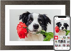 10.1'' Frameo Digital Picture Frame, 32GB WiFi Digital Photo Frame, 1280x800 IPS Touch Screen, Auto-Rotate, Slideshow, Send Photos/Videos via Free App(Black Wood Frame)