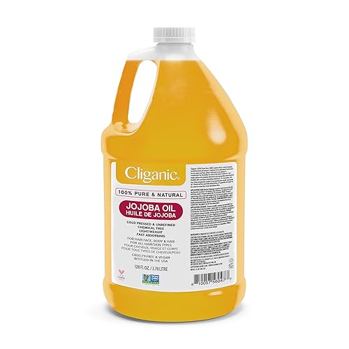Cliganic Aceite de jojojoba sin OMG galón a granel de 128 onzas Aceite 100 puro natural prensado en frío sin refinar sin hexano para cabello y cara Cliganic Aceite de jojojoba sin OMG galón a granel de 128 onzas Aceite 100 puro natural prensado en frío sin refinar sin hexano para cabello y cara