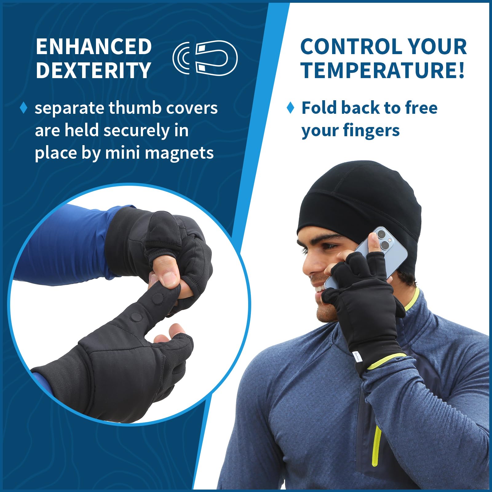 TrailHeads Manoplas convertibles aisladas para hombre - Manoplas de