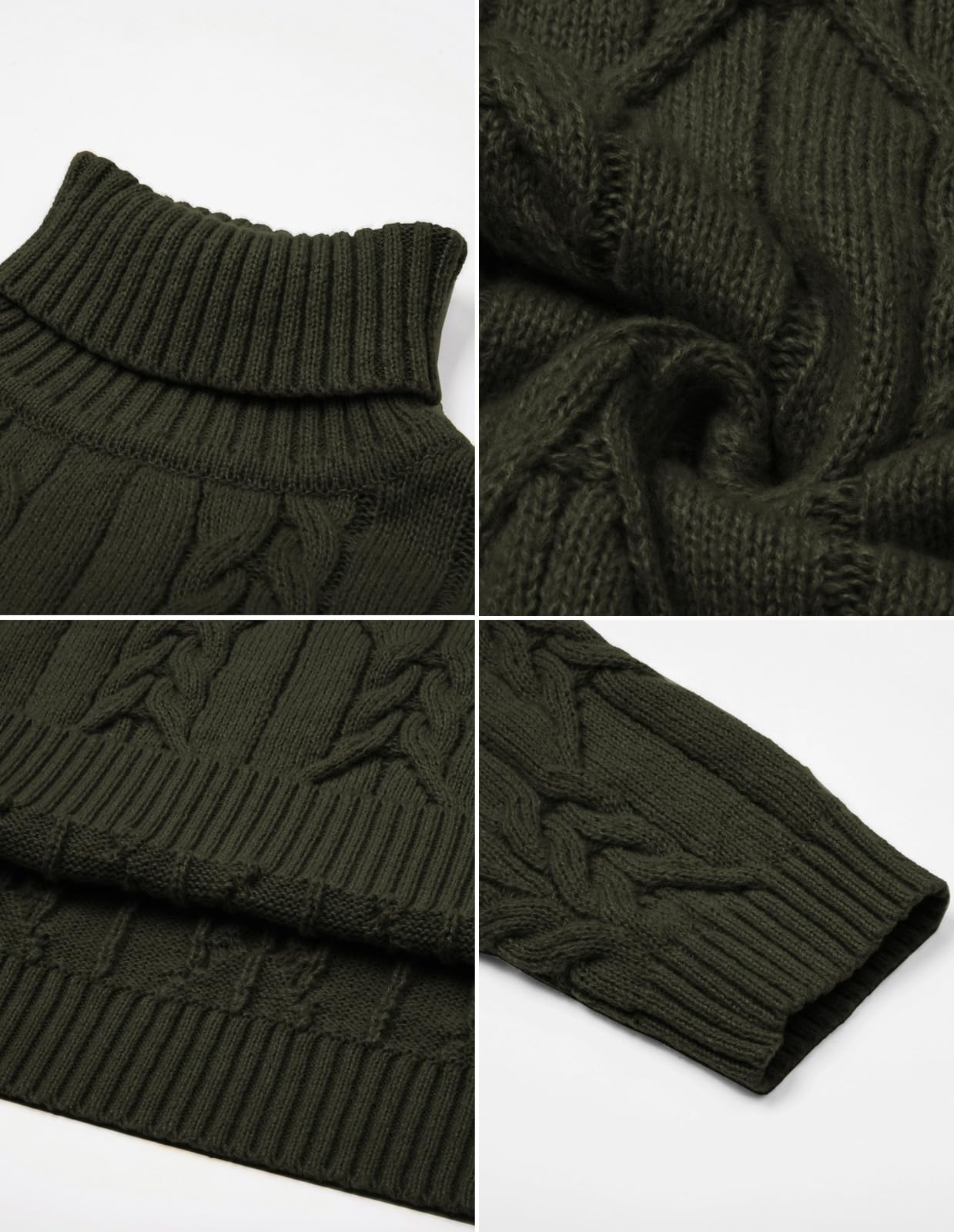 GRACE KARIN Maglione da uomo a collo alto a maniche lunghe maglioni lavorati a maglia a treccia Slim Fit Mock Neck Twisted Pullover