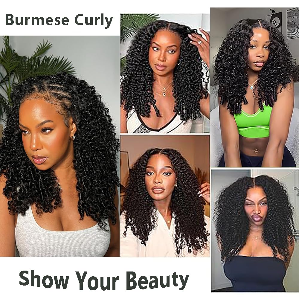 Burmese Curly Wave Bundles Human Hair Capelli Veri Tessitura Human Hair Extensions Capelli Umani Natural Black 100g/PC 300G Double Weft 3 Bundles for Women 28 30 32 Pollici