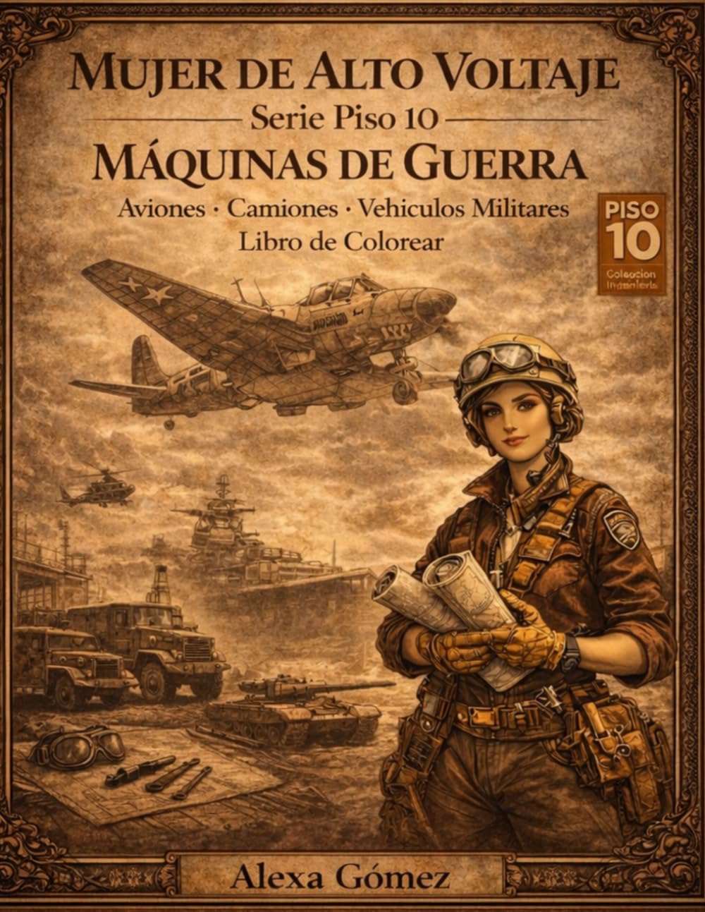 Mujeres de Alto Voltaje Maquinas de Guerra: Planes-Truck Military Vehicles Coloring Book (PISO 10 CONSTRUCTION COLLECTION)