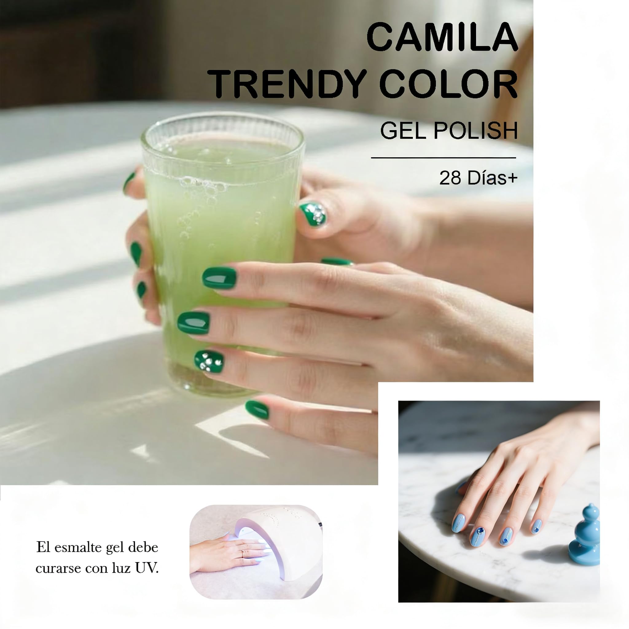 Camila ¿Esmalte semipermanente para uñas 6 colores, set de sal marina estilo bosque, gel para uñas con fototerapia UV LED, manicura profesional de salón 15ML(camilaE)