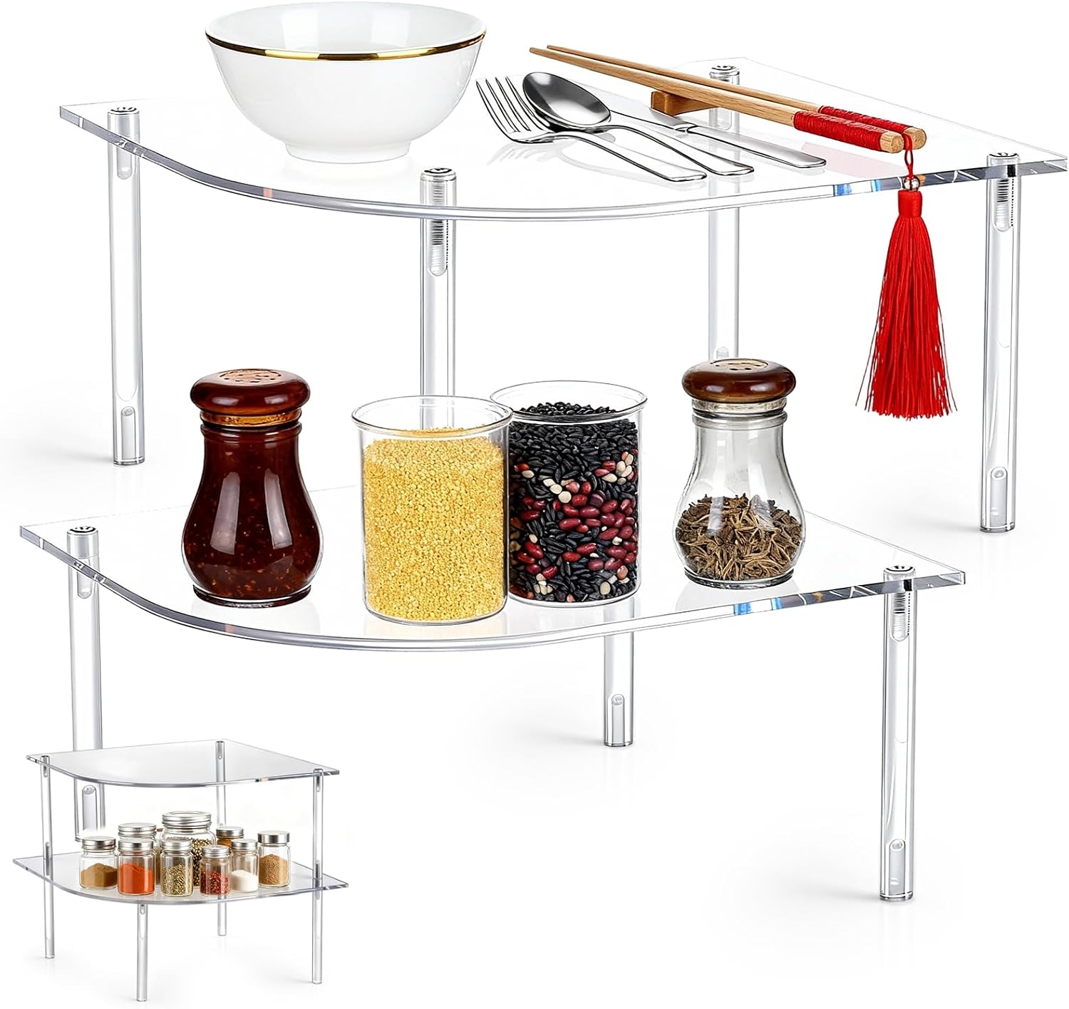 Small Transparent Kitchen Rack Amazon.com: AceOrbit 2 Pcs Clear Cabinet Shelf Organizer Acrylic Shelf ...