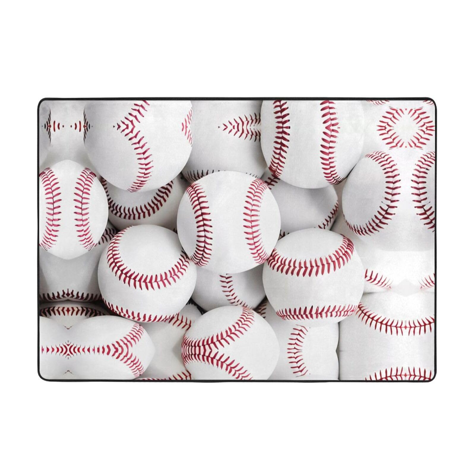 Tapis en fausse fourrure avec imprimé baseball - 203,2 x 147,3 cm - Ultra absorbant et confortable pour la maison, le bureau et au-delà