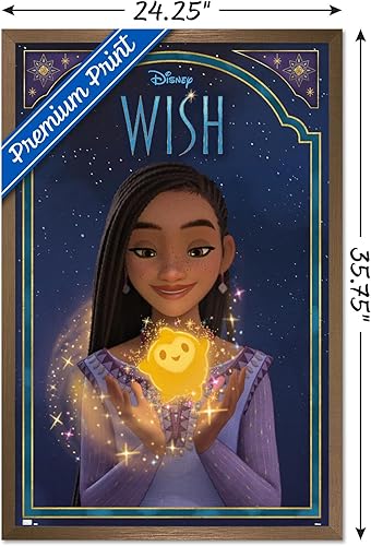 Miniatura 3 de Trends International Disney Wish - Póster de pared de Asha & Star, 22.37 x 34.00 pulgadas, versión enmarcada en bronce