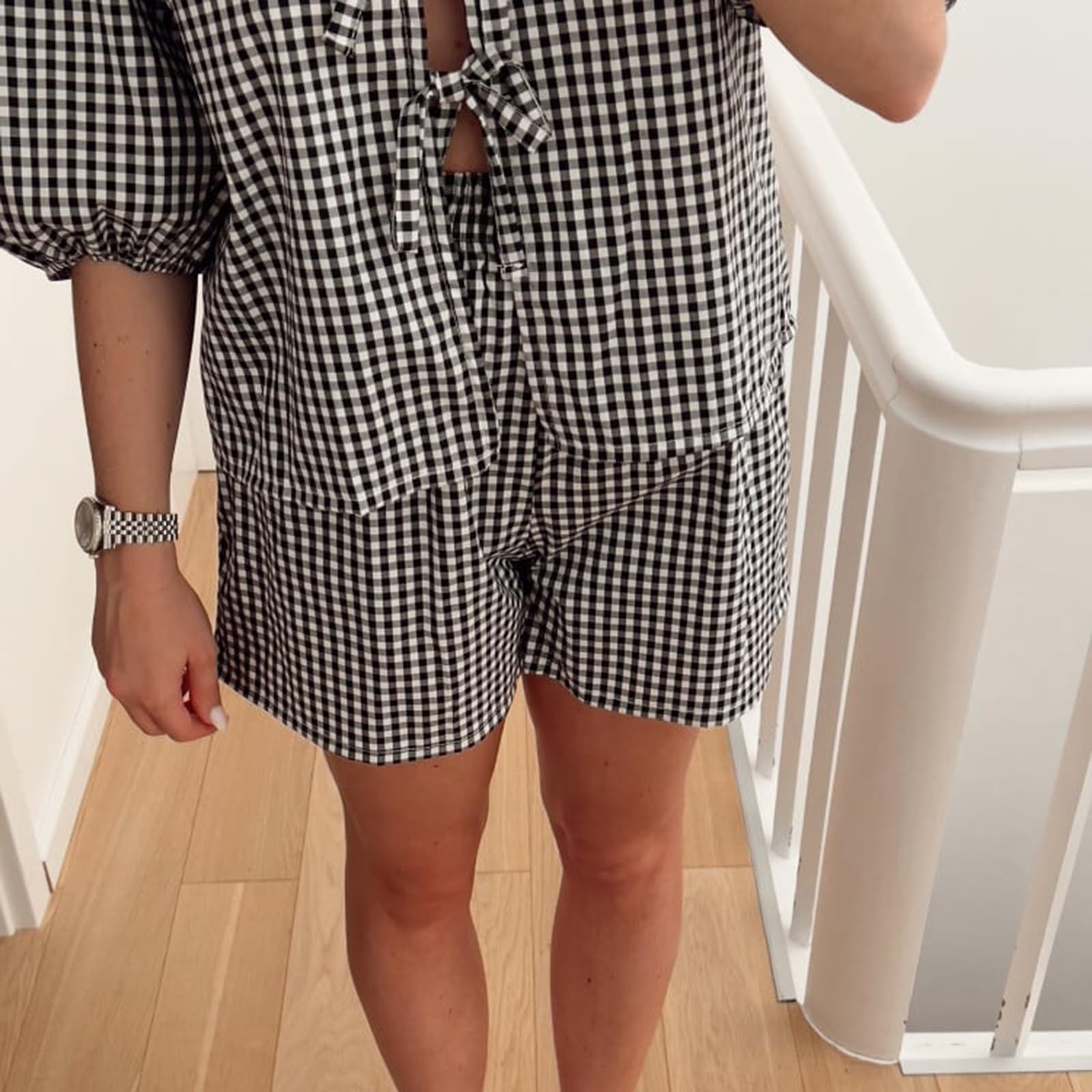 Geagodelia Completo estivo da donna, set da 2 pezzi, top babydoll + pantaloncini Y2k, abbigliamento estetico, abbigliamento da salotto e allenamento