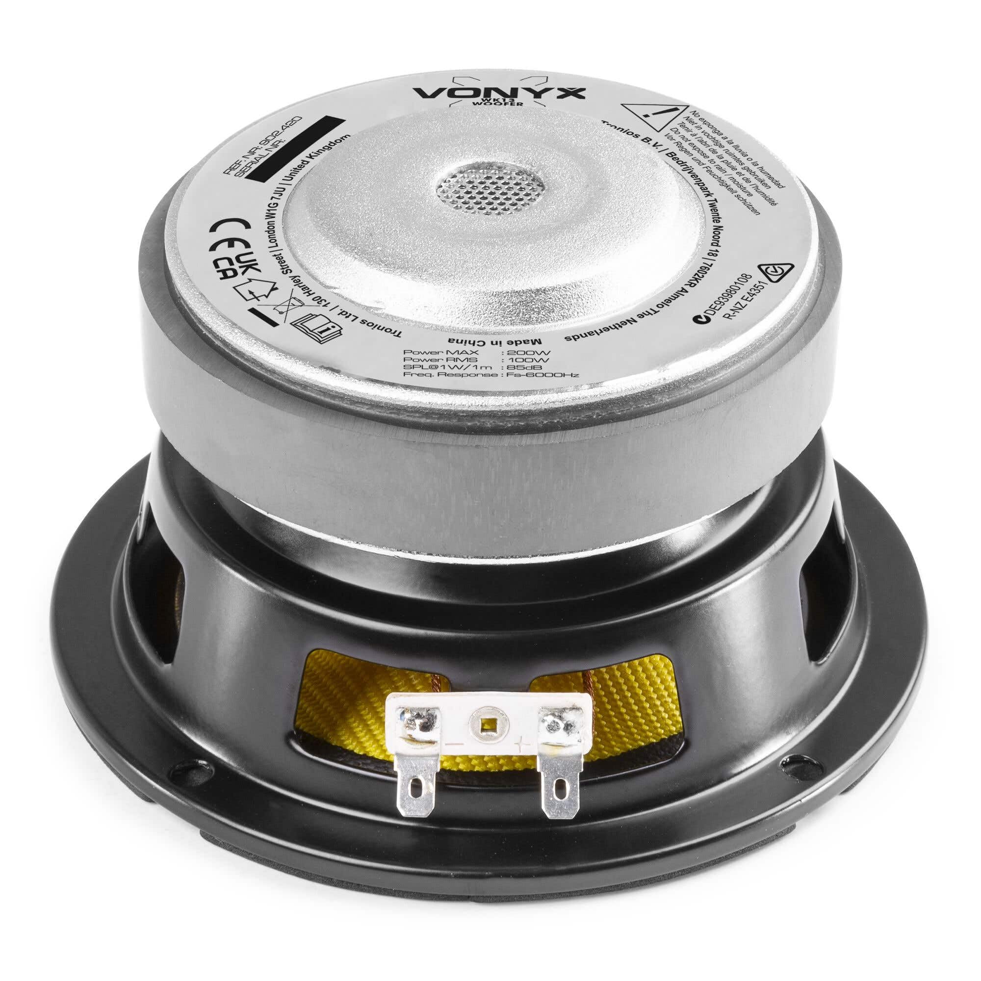 Vonyx WK14 - Altoparlante Grave 5,25", potenza 200 watt, bobina ventilata resistente al calore, sospensione in gomma