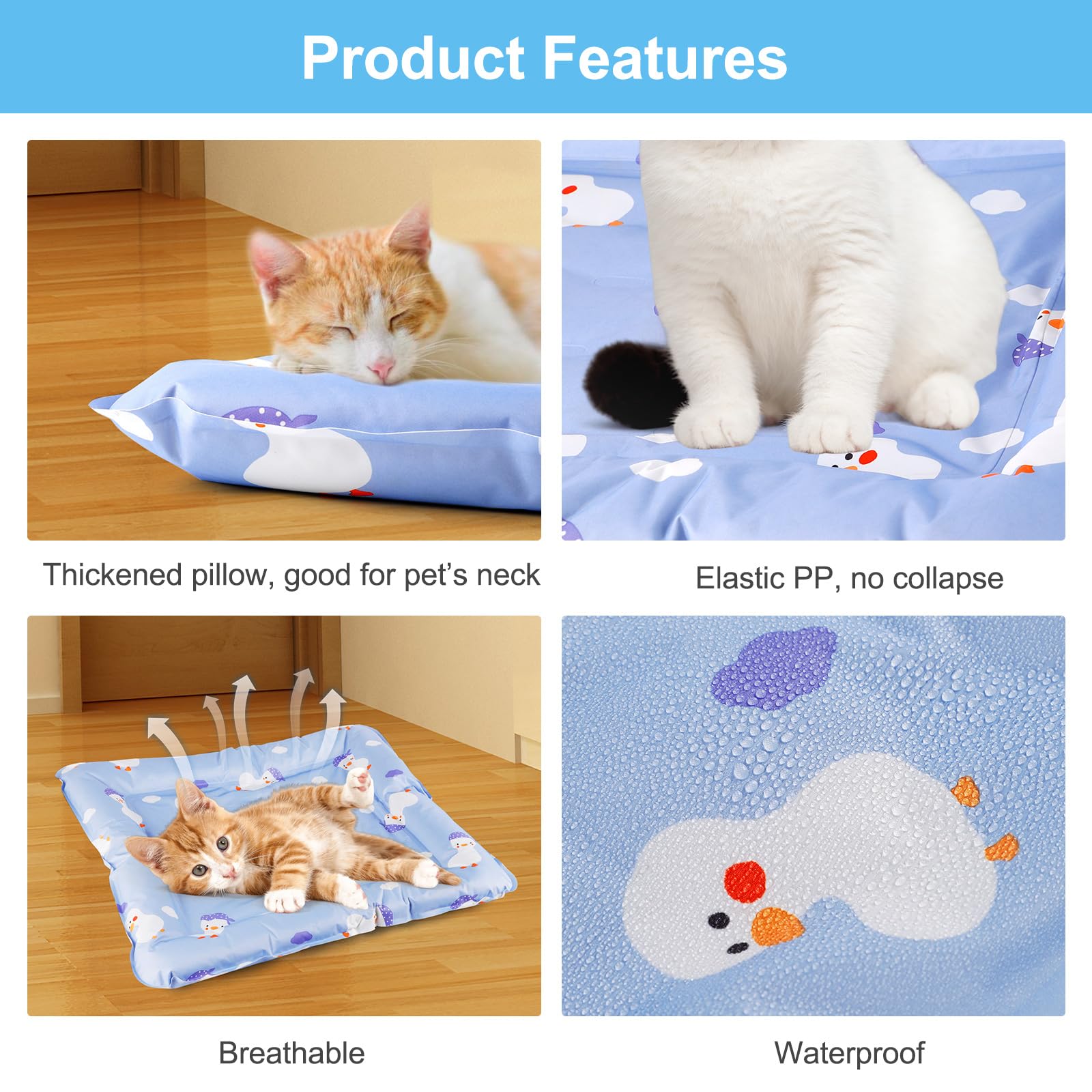 DEWEL Tappetino Refrigerante Cani e Gatti, Materassino Cane 66 x 76 cm, Adatto per Animali Domestici di Peso Inferiore a 15 kg, Raffreddamento Estivo del Lettino per Cani