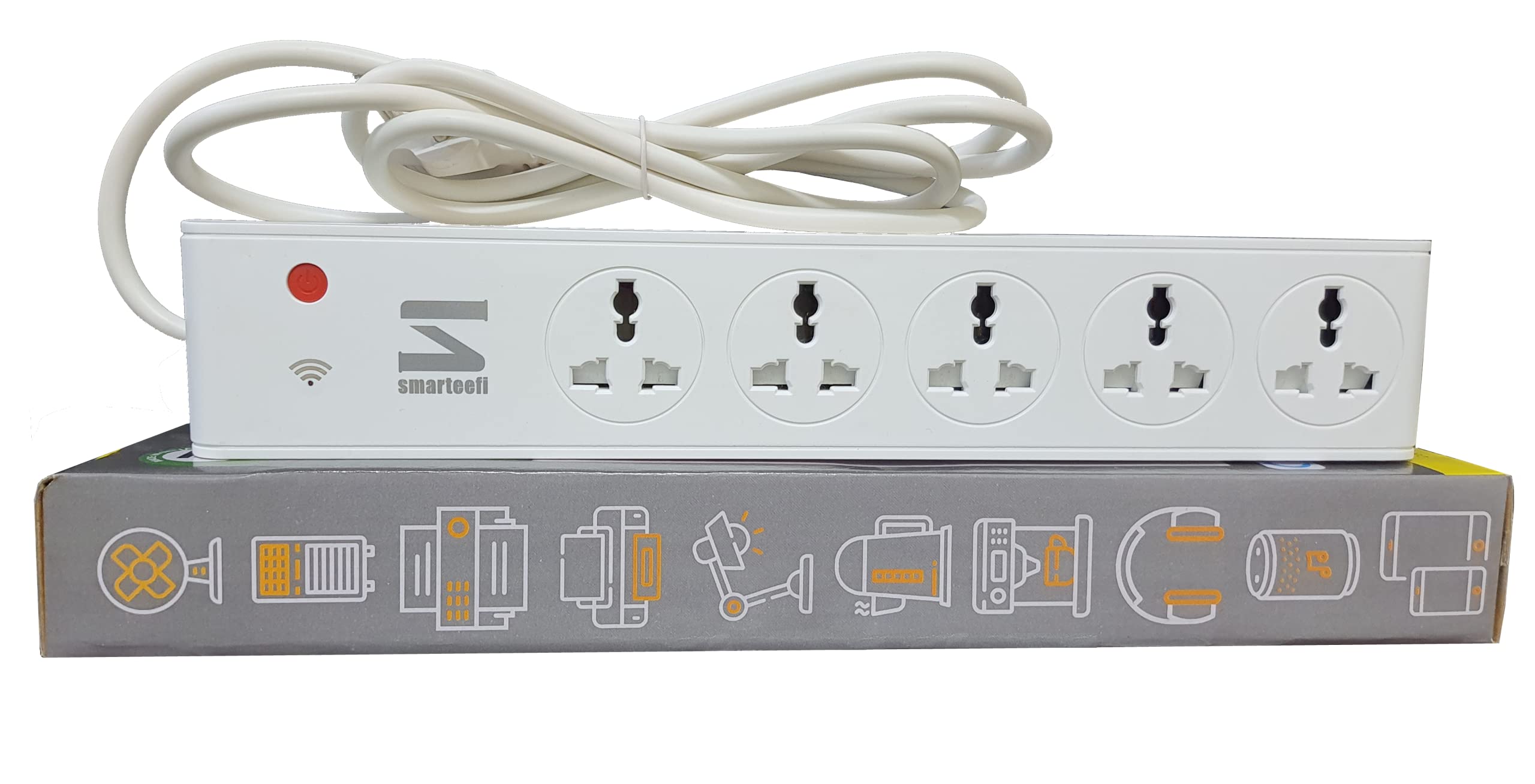 Smarteefi WiFi Smart Power Extension | Guaranteed Schedules Works Without Internet | 5 Ports | Smart Plug | 10A | Energy Monitoring | Countdown Timer | Compatible with Alexa & Google Home (SE51-GS)