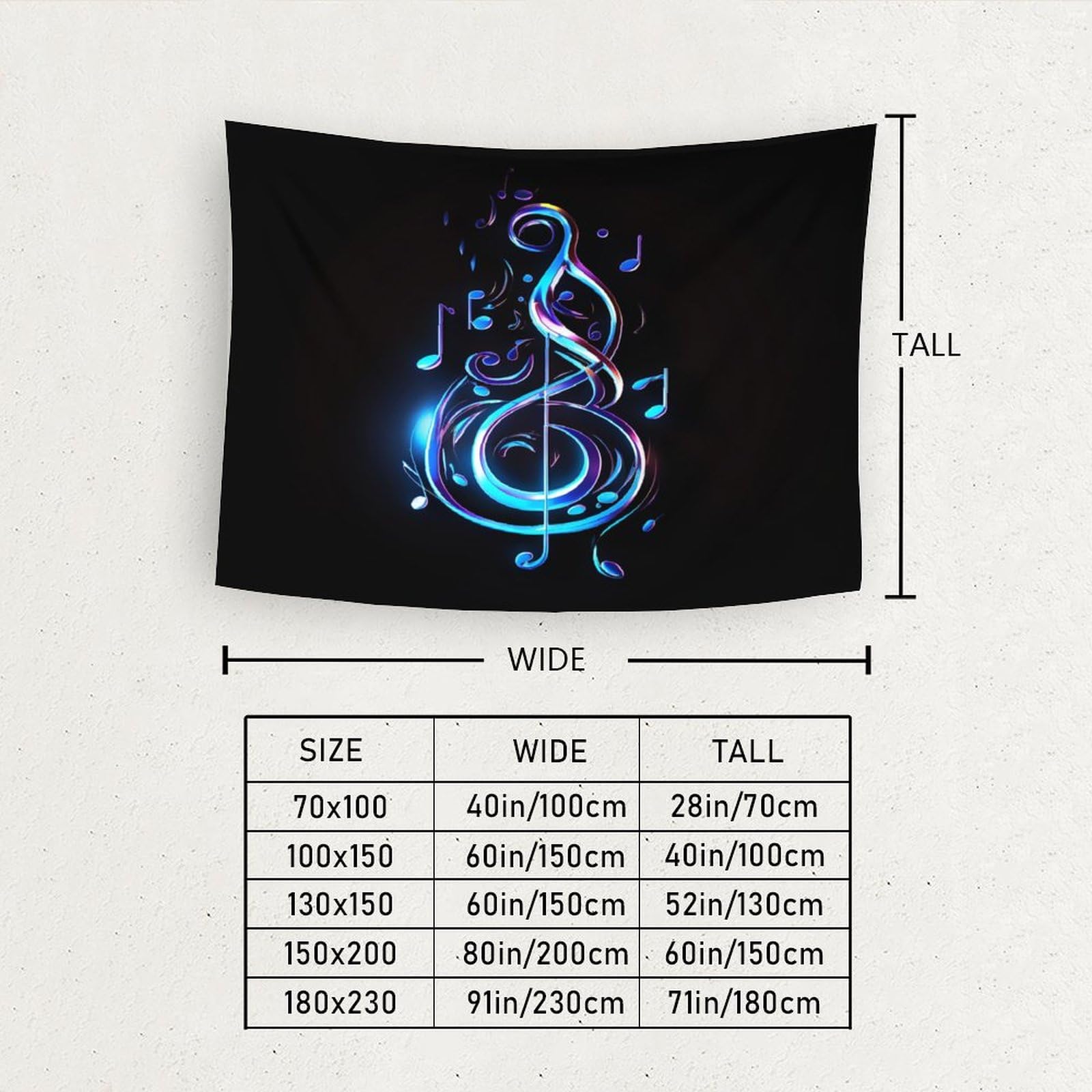 Arazzo Da Parete Con Notazione Musicale - Tappeto Decorativo 150x200cm In Poliestere | Per Camera E Soggiorno - Foto 2