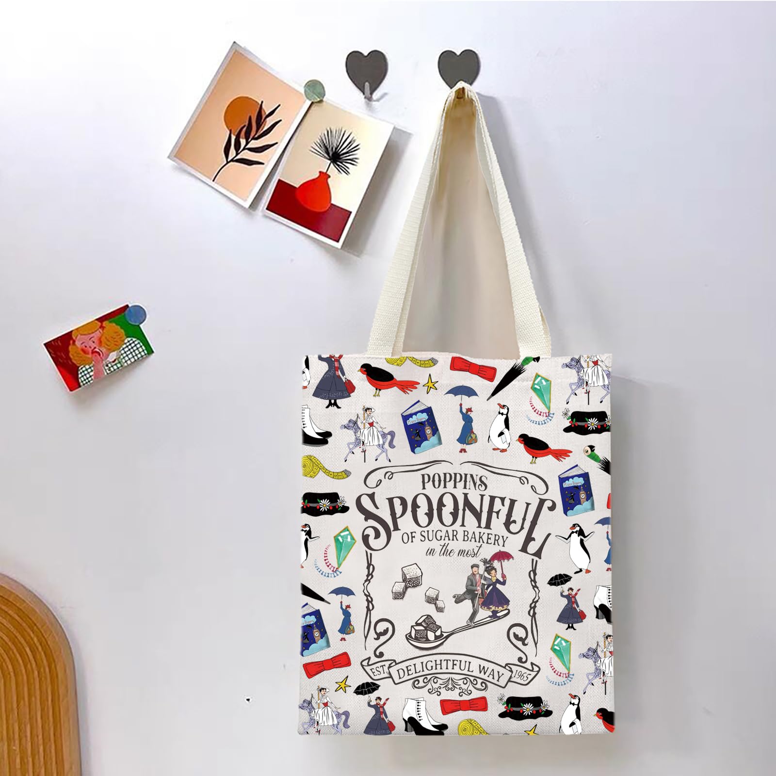 TGBJE Mary Musical Tote Bag Mary Movie Inspired Gift Poppins Spoonful Of Sugar Bakery In The Most Delightful Way Handle Bag (Spoonful Sugar tote)