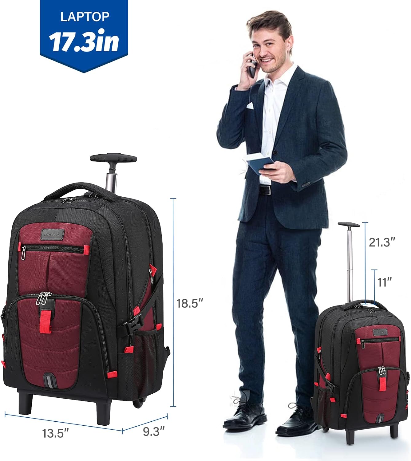 LOVEVOOK Rolling Laptop Backpack