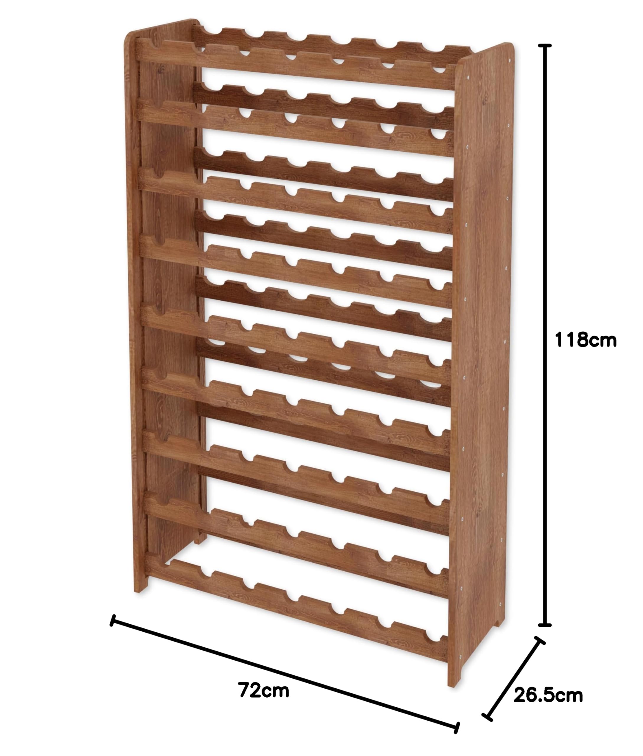 Lenmar, Wählen Sie Ihre Farbe, RW-3-63, Weinregal aus Holz, 118 x 72 x 26,5 cm, für 63 Flaschen, 9 liegen, Natur, Braun, Antrazit Flaschenregal für Wein, Lagerung für Flaschen (Braun)