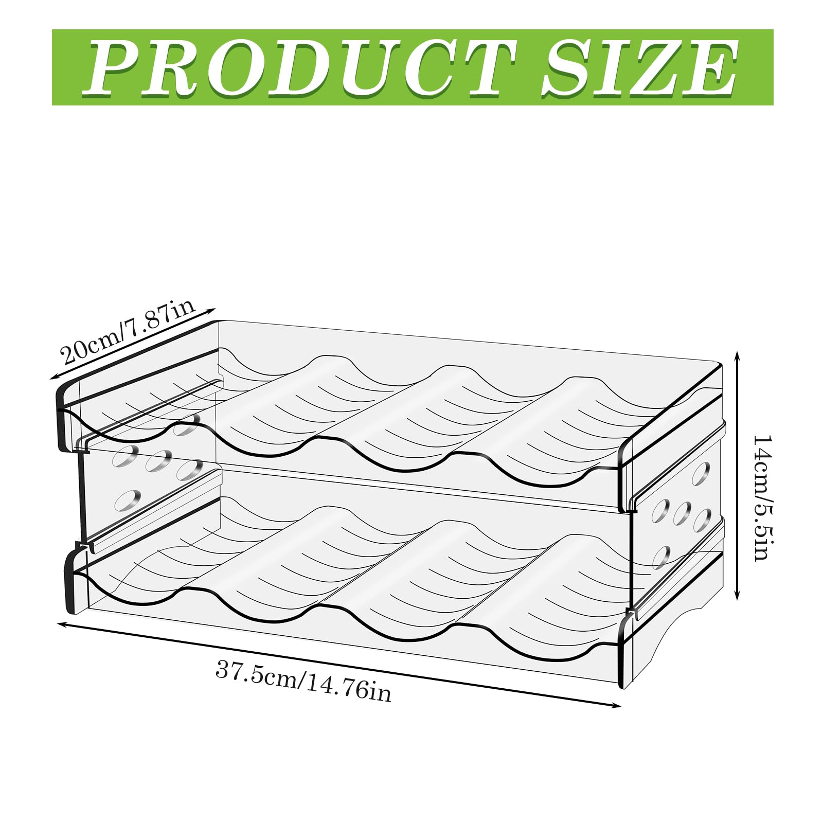 Bottiglie organizer per frigorifero: 8 bottiglie, portabottiglie impilabili, portabottiglie di vino, in plastica, porta lattine, porta bottiglie d'acqua trasparente per armadio, ufficio